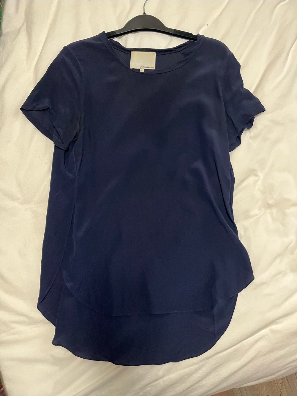 3.1 Phillip Lim Navy Short-Sleeve Silk Tee